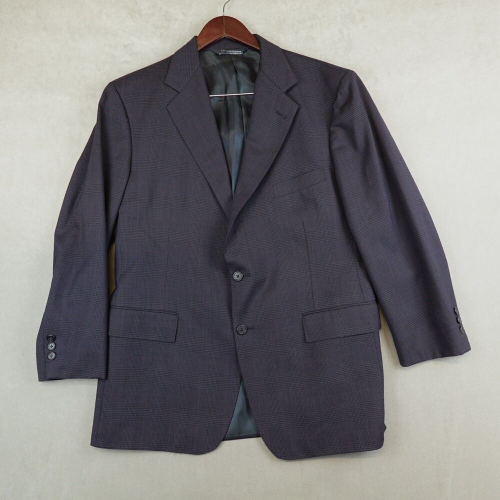 Vintage Polo Ralph Lauren Blazer Mens Glen Plaid Sport Coat Blue Made in USA 42R
